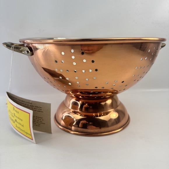 New Vintage ODI Colander Copper Brass Nickel Footed Pedestal 9" Strainer Decor - Picture 11 of 11